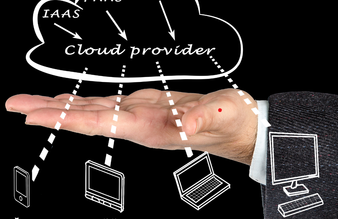 Diagram showing the different levels of security in a secure cloud (encryption, authentication, backups).